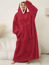 Cocolii oversized pyjama unicolore flanelle poches à capuche manches longues femme décontracté ample hiver robe