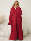 Cocolii oversized pyjama unicolore flanelle poches à capuche manches longues femme décontracté ample hiver robe