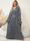 Cocolii oversized pyjama unicolore flanelle poches à capuche manches longues femme décontracté ample hiver robe