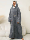 Cocolii oversized pyjama unicolore flanelle poches à capuche manches longues femme décontracté ample hiver robe