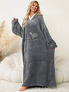 Cocolii oversized pyjama unicolore flanelle poches à capuche manches longues femme décontracté ample hiver robe