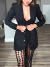 Cocolii ensembles tailleur avec dentelle transparent pantalon boutonnage v-cou dos nu blazer femme style tailleur décontracté