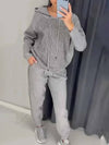 Cocolii ensembles tailleur avec pantalon sweatshirt à capuche poches manches longues femme sport simple décontracté deux pièces