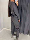 Cocolii ensembles tailleur avec pantalon sweatshirt à capuche poches manches longues femme sport simple décontracté deux pièces