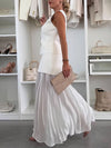 Cocolii tenu ensembles tailleur v-cou sans manches gilet et jupe tulle fluide décontracté chic pour vacances deux pièces