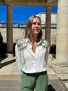 Cocolii ensembles avec pantalon boutonnage poches manches longues blouse chemise femme casual décontracté tenu