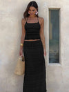 Cocolii tenue ensemble avec longue jupe mousseline dos nu licou sans manches débardeur robe femme bohème décontracté deux pièces