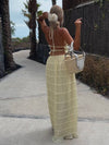 Cocolii ensemble avec longue jupe licou dos nu sans manches débardeur femme dou bohème simple décontracté deux pièces
