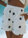 Cocolii lin ensemble à pois v-cou ceinture manches courtes hauts avec poches shorts femme ample décontracté deux pièces