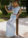 Cocolii ensemble avec longue jupe hauts moulante tulle col bateau sans manches femme élégant décontracté robe