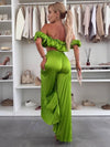 Cocolii ensembles avec fluide plissé pantalon cropped bustier col bateau sans manches hauts femme casual