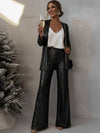 Cocolii ensembles femme 2 pièces gilet brillante paillette et pantalon flare évasé décontracté tenue de soirée