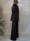Cocolii ensembles femme 2 pièces gilet brillante paillette et pantalon flare évasé décontracté tenue de soirée