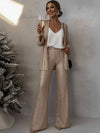 Cocolii ensembles femme 2 pièces gilet brillante paillette et pantalon flare évasé décontracté tenue de soirée