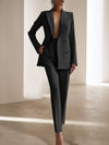 Cocolii tailleur pantalon femme chic 2 pièces veste blazer croisée et pantalon ensemble formel pour bureau mariage