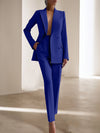 Cocolii tailleur pantalon femme chic 2 pièces veste blazer croisée et pantalon ensemble formel pour bureau mariage