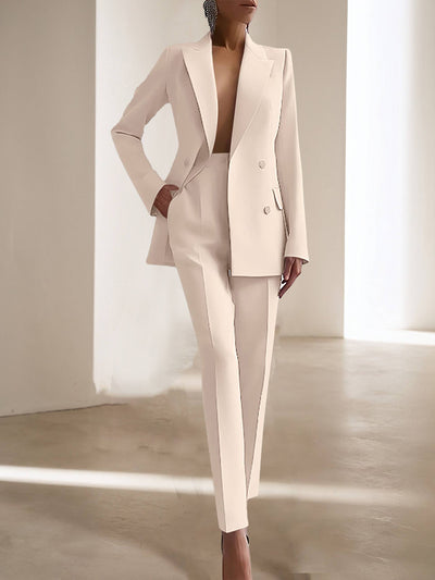 Cocolii tailleur pantalon femme chic 2 pièces veste blazer croisée et pantalon ensemble formel pour bureau mariage