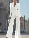 Cocolii tailleur pantalon femme blanc chic blazer col revers et pantalon large ensemble pour mariage soirée