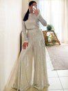Cocolii ensembles brillante paillette femme top col rond manches longues et pantalon larges jambes évasé tenue de soirée