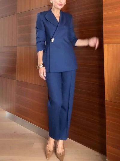 Cocolii ensembles tailleur femme chic blazer élégant à bouton unique et pantalon droit tenue de bureau professionnelle