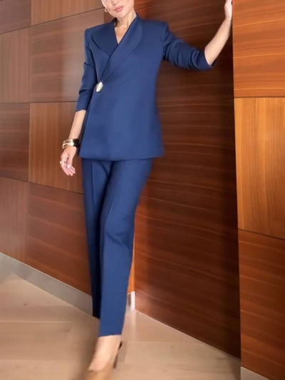 Cocolii ensembles tailleur femme chic blazer élégant à bouton unique et pantalon droit tenue de bureau professionnelle
