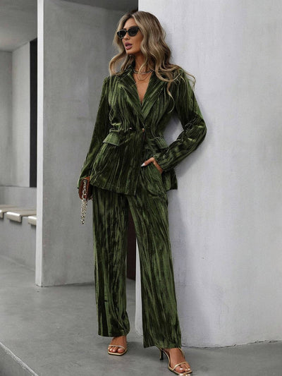 Cocolii ensembles tailleur femme en velours veste chic et pantalon large tenue de soirée élégante décontractée 2 pièces