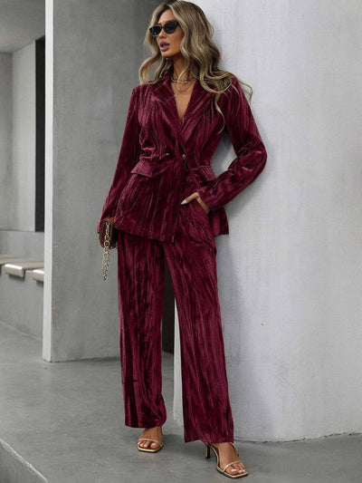 Cocolii ensembles tailleur femme en velours veste chic et pantalon large tenue de soirée élégante décontractée 2 pièces