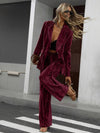 Cocolii ensembles tailleur femme en velours veste chic et pantalon large tenue de soirée élégante décontractée 2 pièces