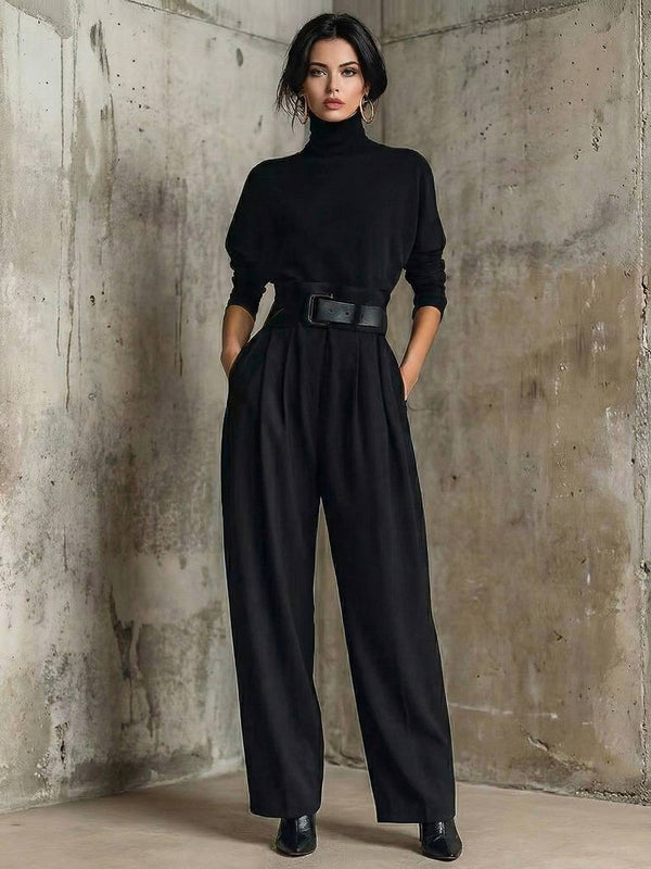 Cocolii ensembles avec pantalon col roulé anches longues femme chic pour bureau soirée vintage hiver deux pièces