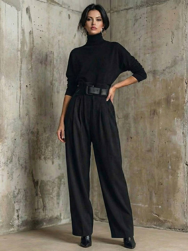 Cocolii ensembles avec pantalon col roulé anches longues femme chic pour bureau soirée vintage hiver deux pièces