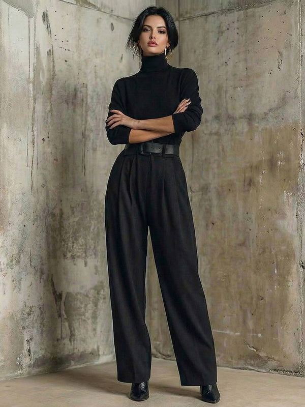 Cocolii ensembles avec pantalon col roulé anches longues femme chic pour bureau soirée vintage hiver deux pièces