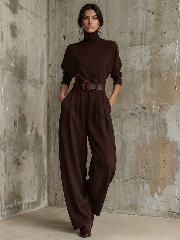 Cocolii ensembles avec pantalon col roulé anches longues femme chic pour bureau soirée vintage hiver deux pièces