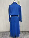 Cocolii ensemble robe boutonnage col chemise manches longues et irrégulière longue drapée jupe femme décontracté cocktail