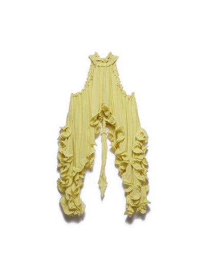 Cocolii robe mousseline tulle ensemble avec courte jupe licou à volantée fluide sans manches hauts femme élégant décontracté