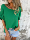 Cocolii t-shirt unicolore coton lin col rond manches courtes femme simple décontracté mode casual hauts