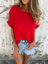 Cocolii t-shirt unicolore coton lin col rond manches courtes femme simple décontracté mode casual hauts