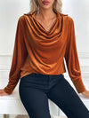 Cocolii hauts femme velours col bénitier manches longues élégant vintage décontracté automne hiver pullover travail