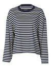 Cocolii rouge et blanche femme rayé t-shirt col rond manches longues décontracté ample casual haut marinière femme