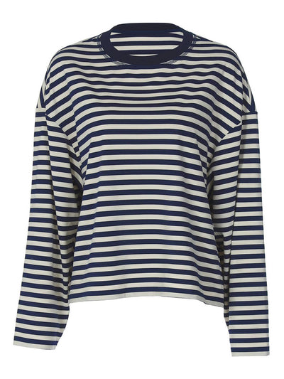 Cocolii rouge et blanche femme rayé t-shirt col rond manches longues décontracté ample casual haut marinière femme