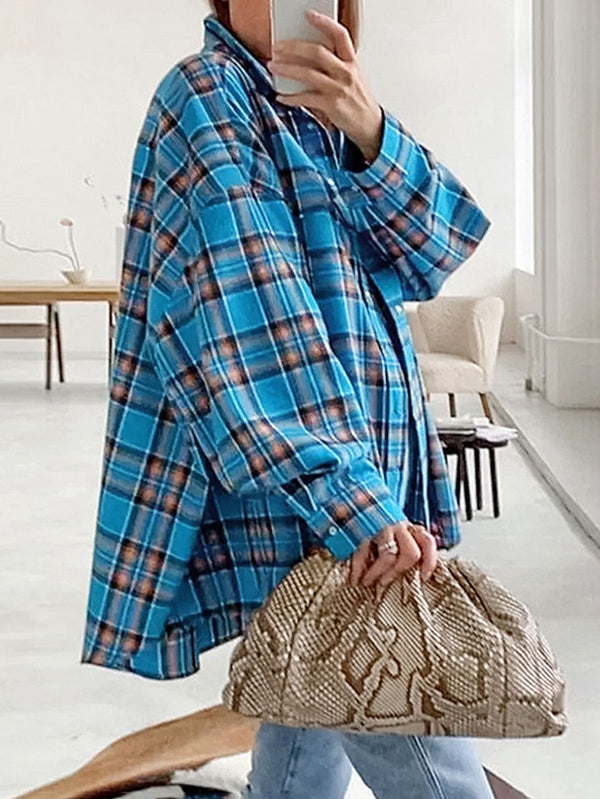 Surchemise Longue Surchemise A Carreaux Femme Bleu Cocolii