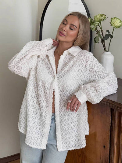 Cocolii blouse blanche pour femme boutonnage col chemise manches longues décontracté oversized casual pour l'automne