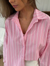 Cocolii chemise ample rayé pour femme boutonnage manches longues femme pour le bureau ou décontractée