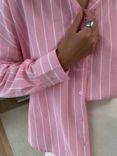 Cocolii chemise ample rayé pour femme boutonnage manches longues femme pour le bureau ou décontractée