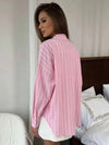 Cocolii chemise ample rayé pour femme boutonnage manches longues femme pour le bureau ou décontractée