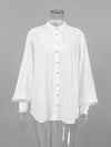 Cocolii chemise coton boutonnage col chemise manches bouffantes manches longues femme élégant vintage décontracté blouse
