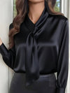 Cocolii chemisier femme en satin col lavallière manches longues élégant décontracté blouse pour bureau travail