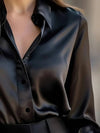 Cocolii chemisier en satin femme boutonnage col chemise manches longues élégant décontracté blouse haut de travail