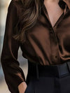 Cocolii chemisier en satin femme boutonnage col chemise manches longues élégant décontracté blouse haut de travail