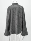 Cocolii chemisier à pois dentelle col chemise manches évasées manches longues femme vintage décontracté doux blouse