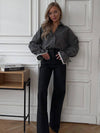 Cocolii chemisier à pois dentelle col chemise manches évasées manches longues femme vintage décontracté doux blouse